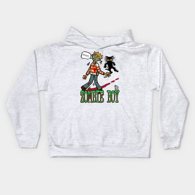 Zombie boy Kids Hoodie by BATKEI